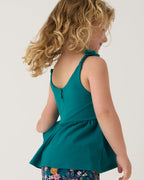 Midnight Tide Embroidered Peplum Tank — Tops