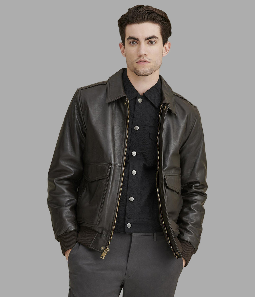 Chris Big and Tall Leather Bomber Jacket