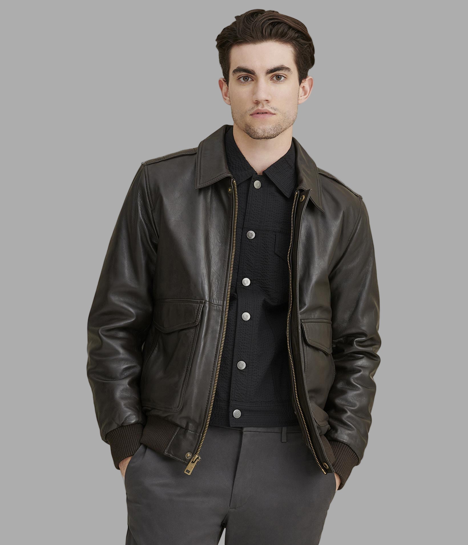 Chris Big and Tall Leather Bomber Jacket