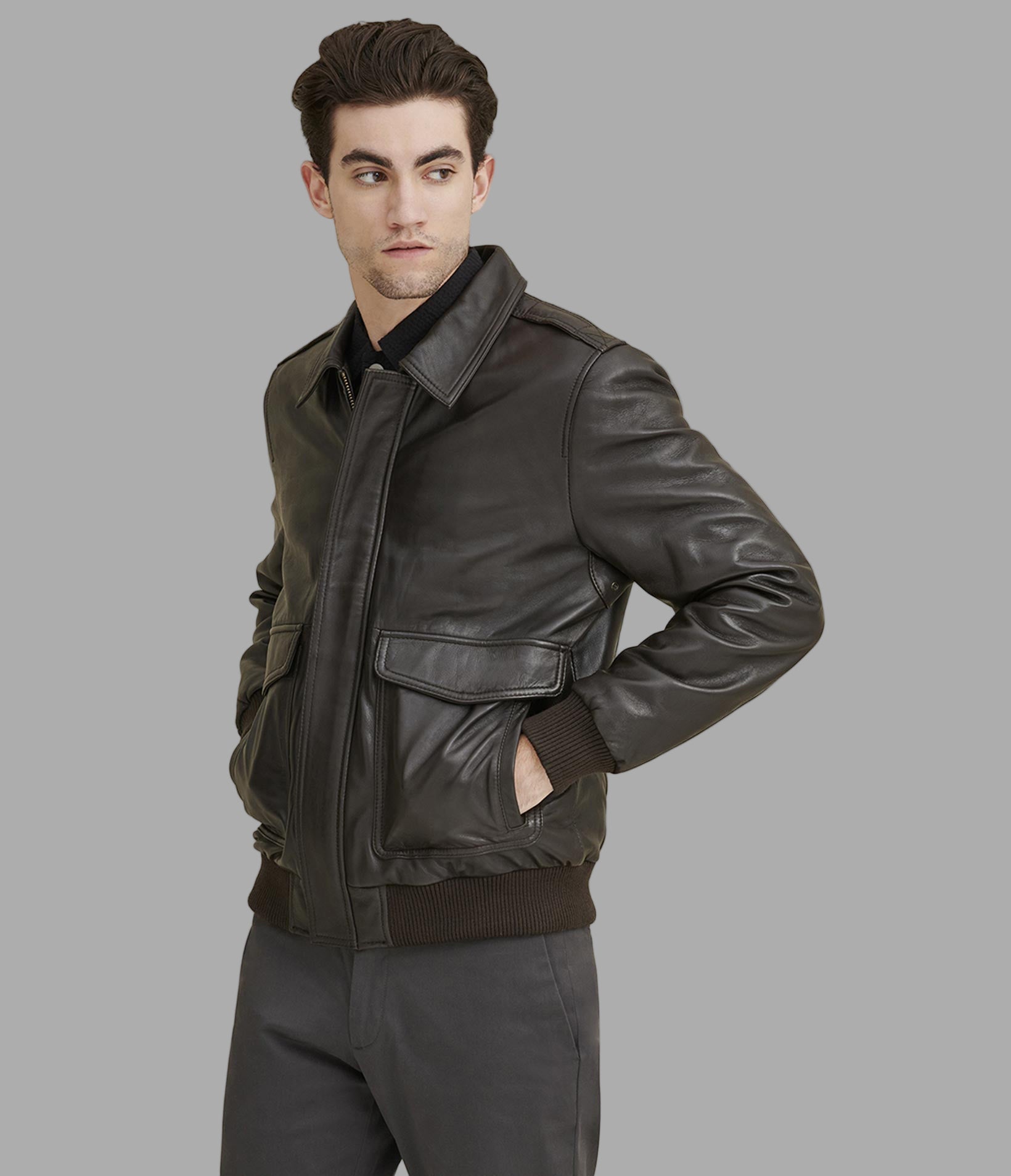 Chris Big and Tall Leather Bomber Jacket