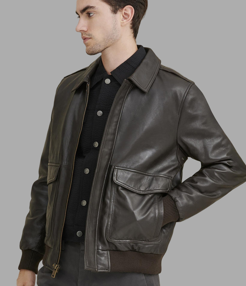 Chris Big and Tall Leather Bomber Jacket