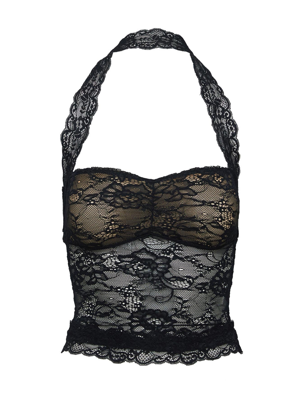 Women's Fantasize Lace Halter Top Black