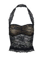 Women's Fantasize Lace Halter Top Black