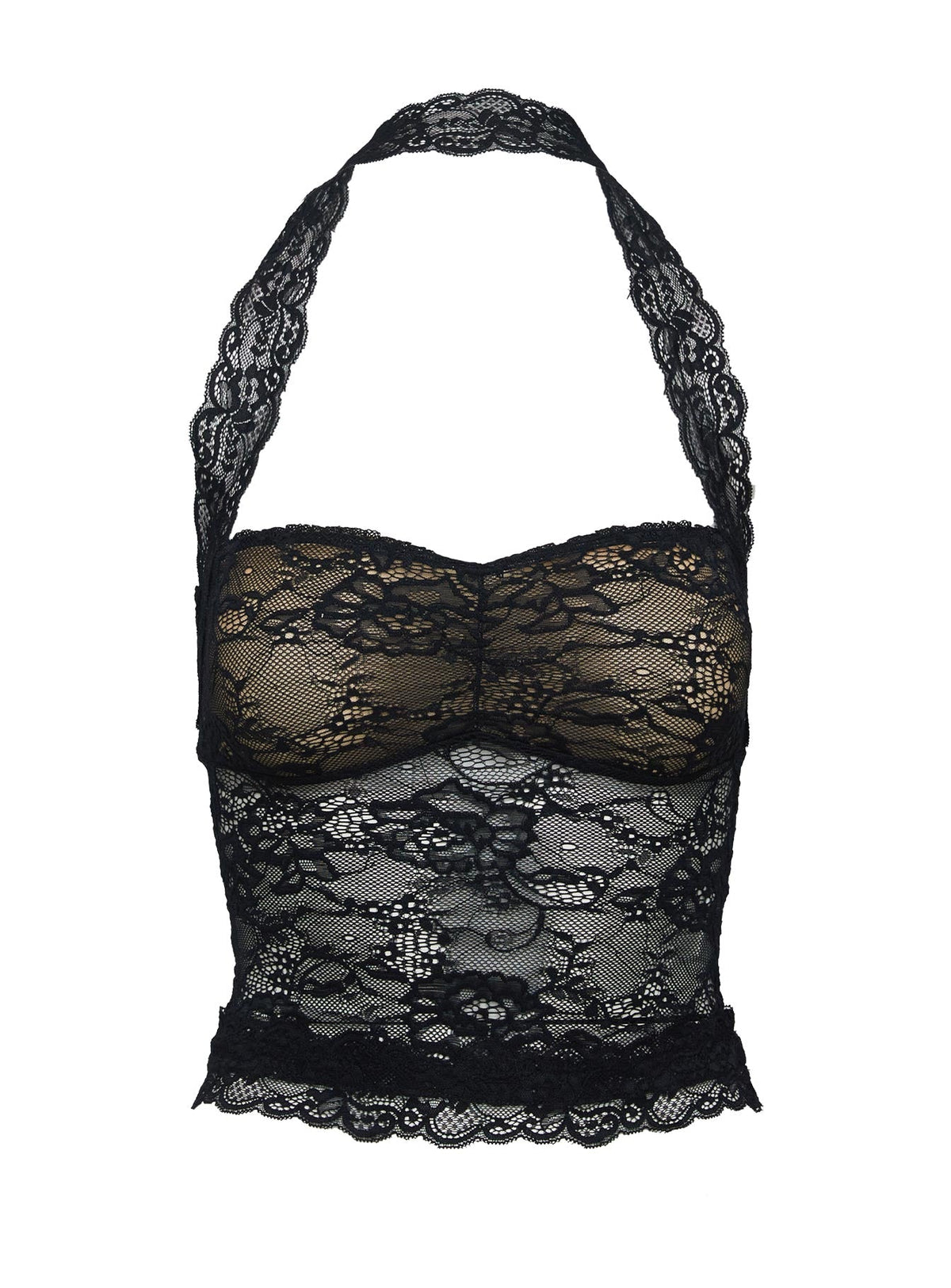 Women's Fantasize Lace Halter Top Black