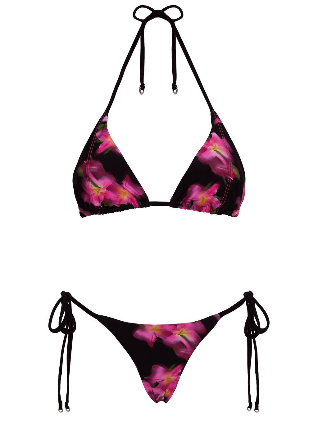 Women's Fluera High Side Tie Bikini Bottoms Black Multi — Swimwear