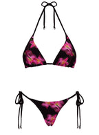 Women's Fluera High Side Tie Bikini Bottoms Black Multi — Swimwear