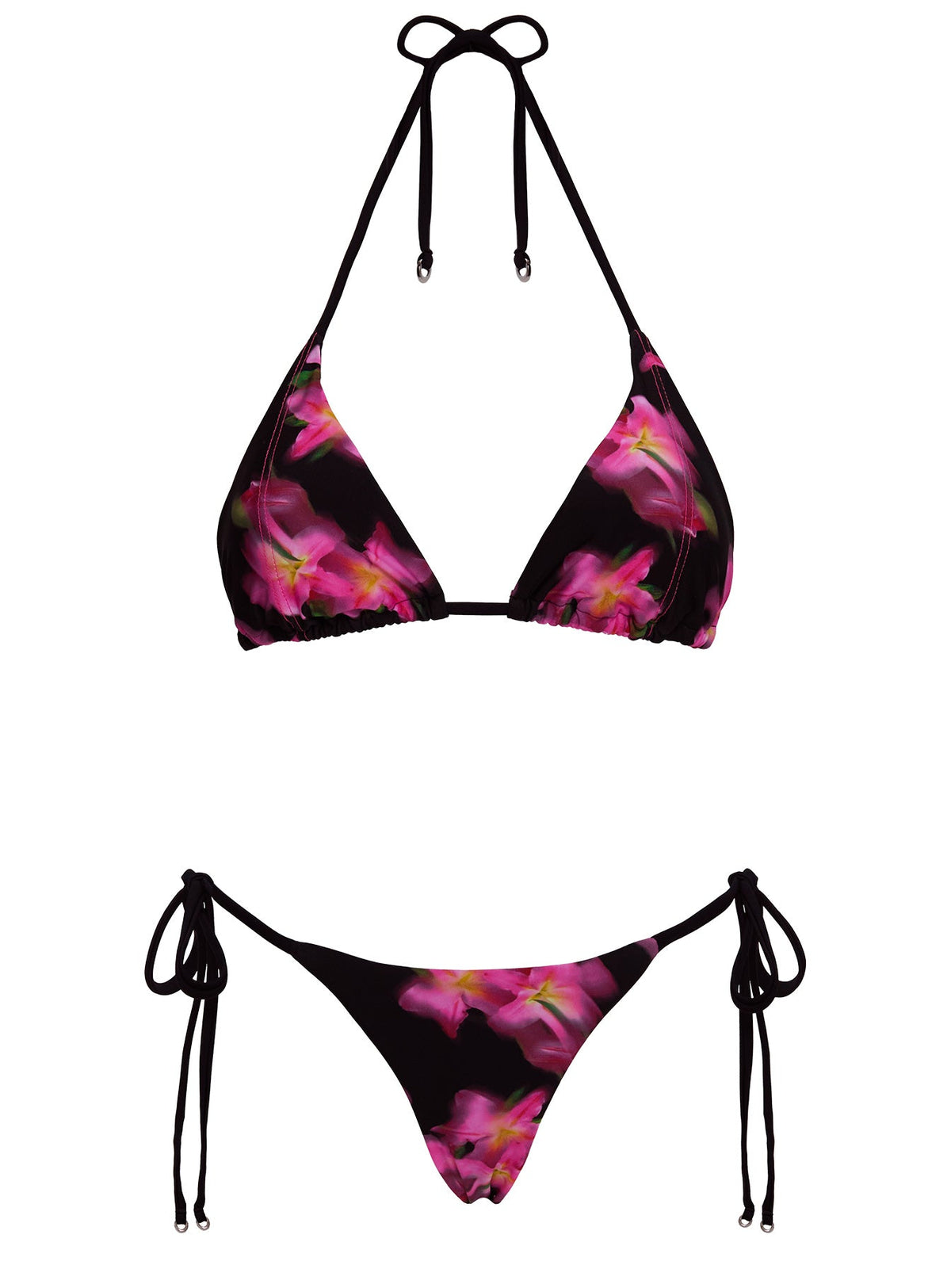 Women's Fluera High Side Tie Bikini Bottoms Black Multi — Swimwear