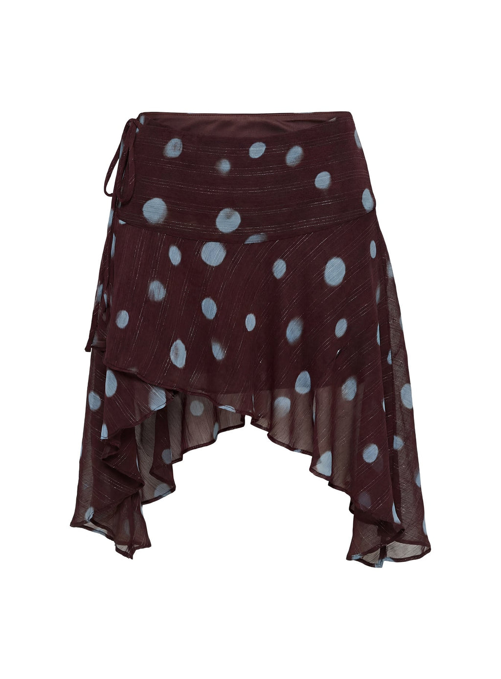 Women's Hevenna Asymmetrical Chiffon Mini Skirt Brown / Blue Polka