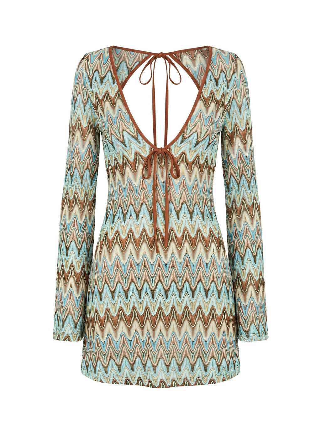 Women's Rizario Long Sleeve Crochet Mini Dress Blue Multi — Dress