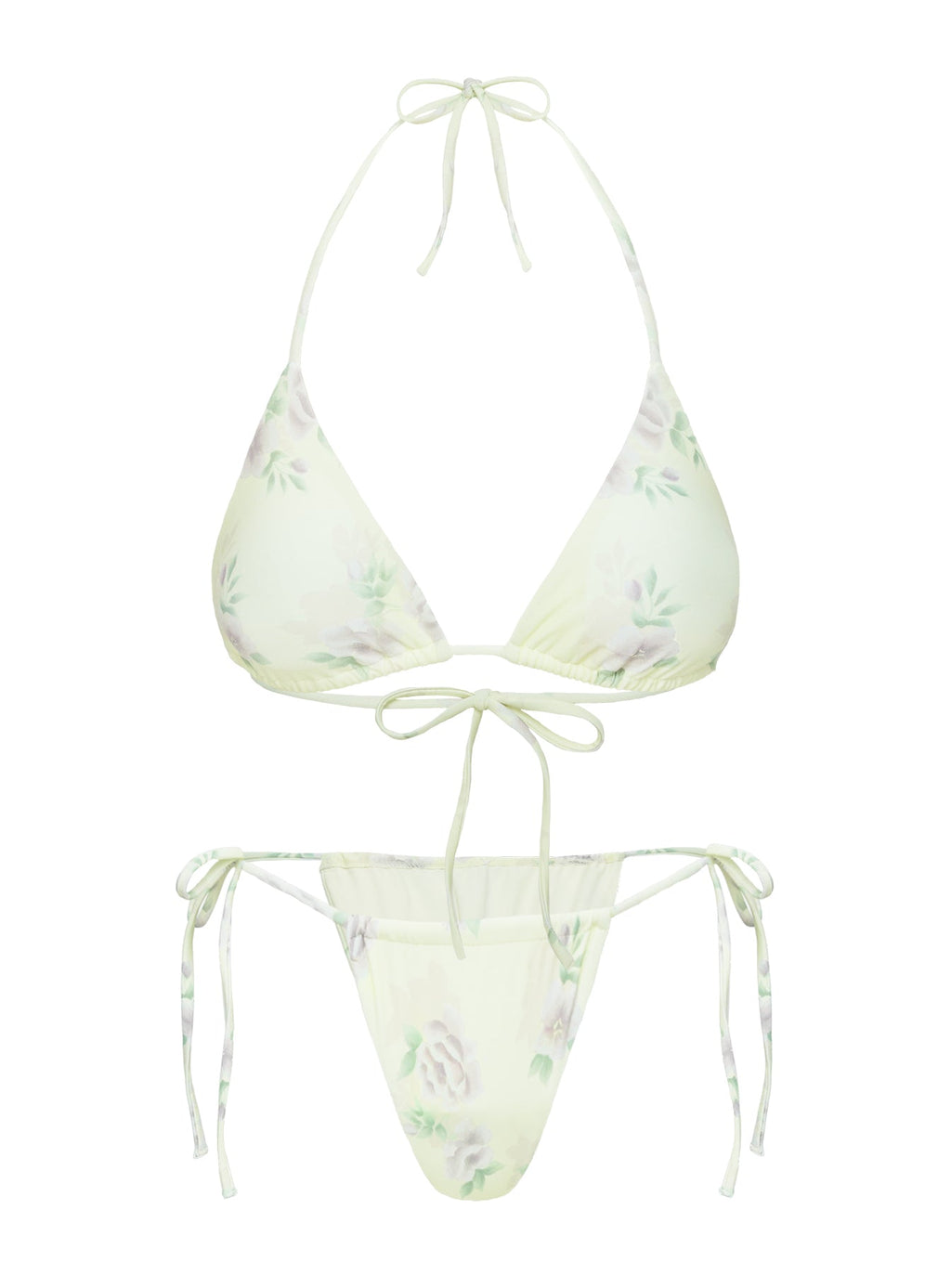 Women's Jenner Triangle Bikini Top Yellow / Purple Floral — Swimwear