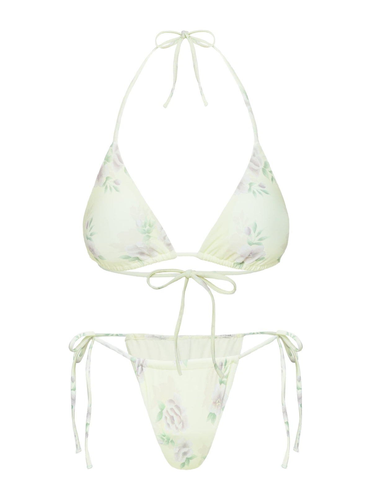 Women's Jenner Triangle Bikini Top Yellow / Purple Floral — Swimwear