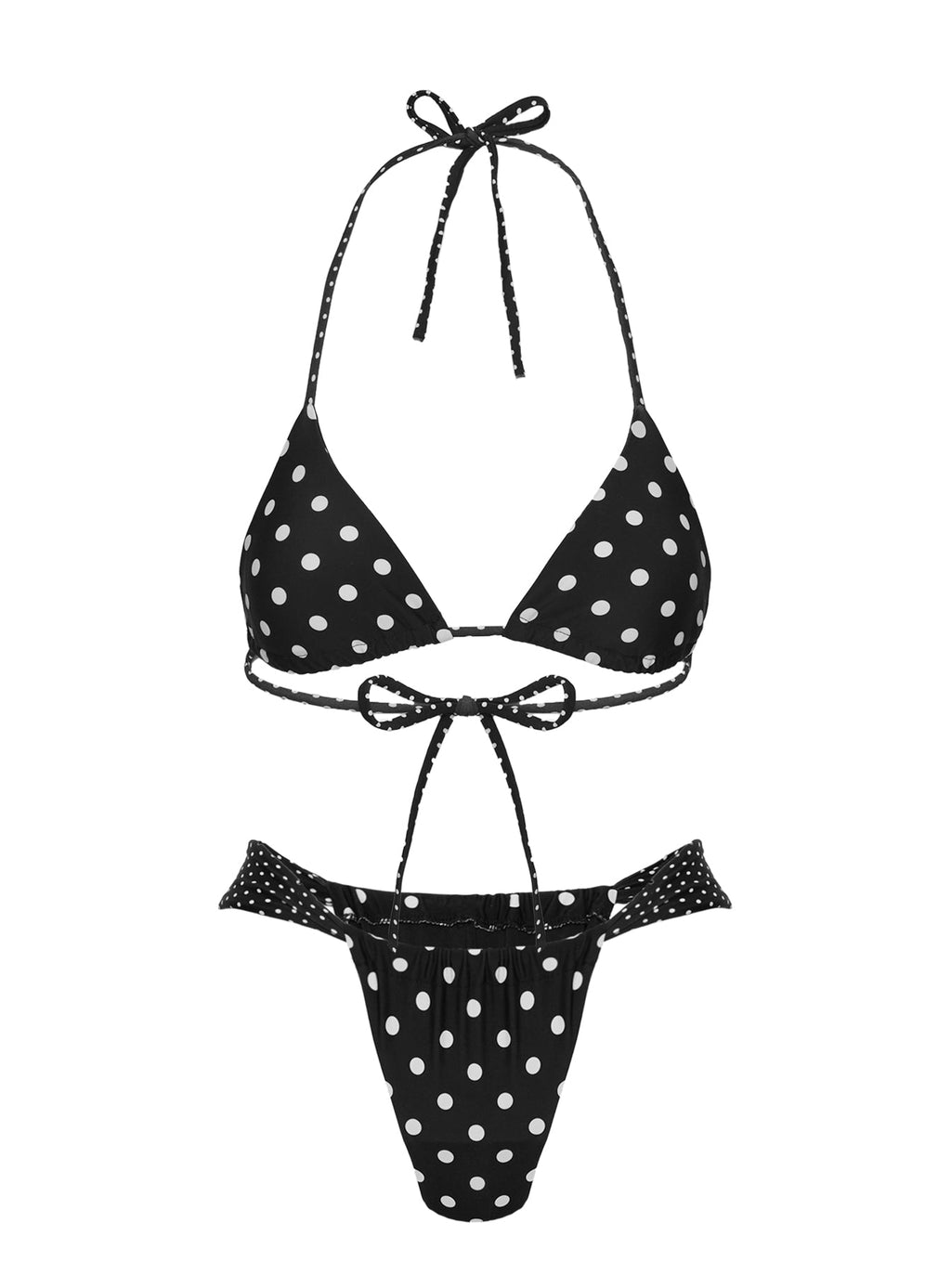 Women's Jenner Triangle Bikini Top Black / Polka Dot — Swimwear