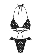 Women's Jenner Triangle Bikini Top Black / Polka Dot — Swimwear