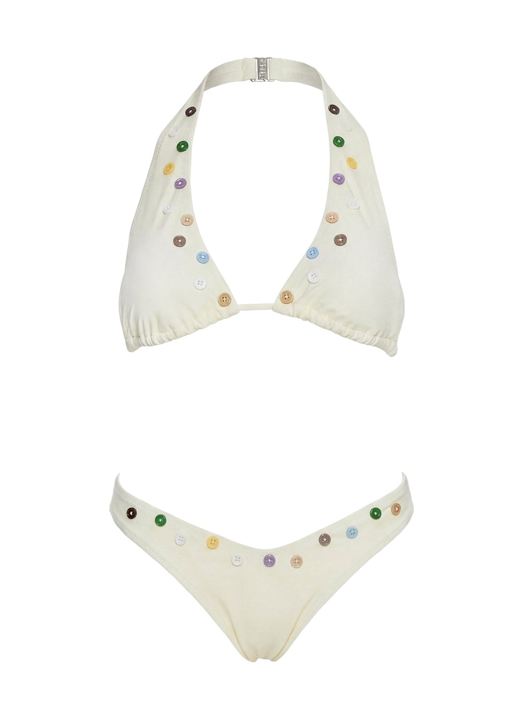 Women's Calbira Button Detail Cheeky Bikini Bottoms Butter — Swimwear