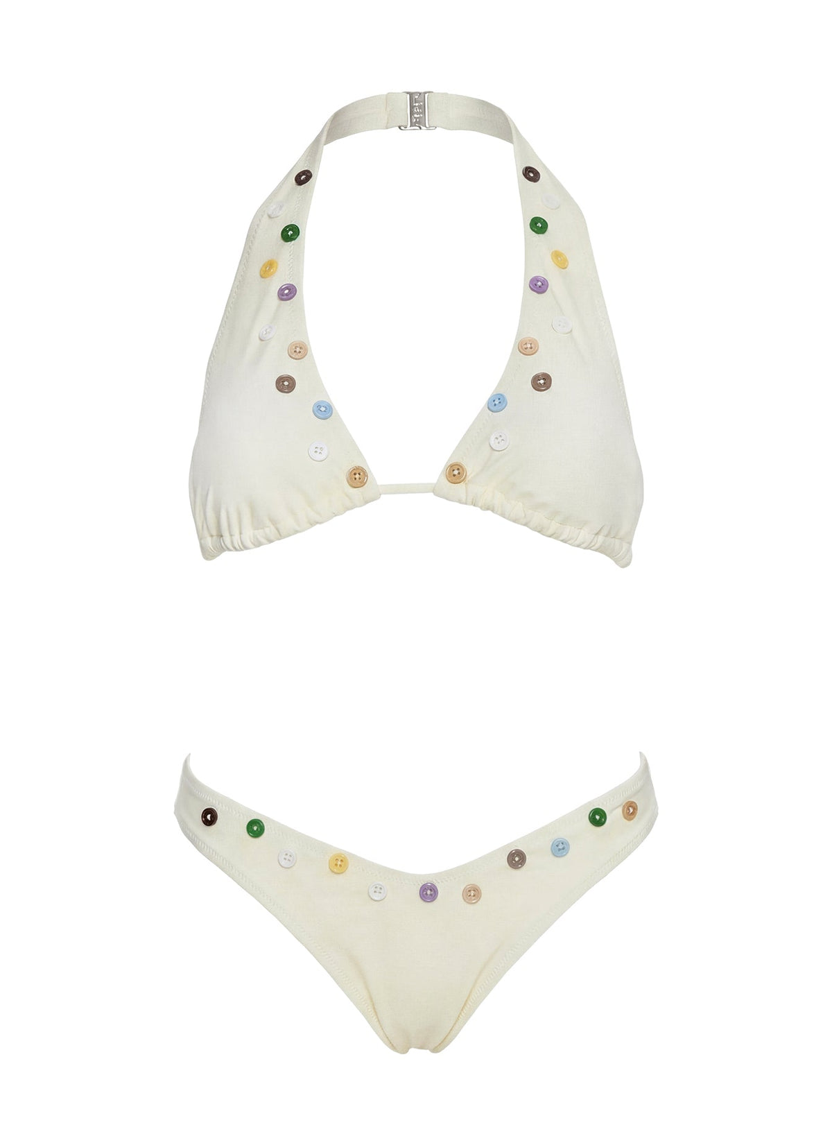 Women's Calbira Button Detail Cheeky Bikini Bottoms Butter — Swimwear