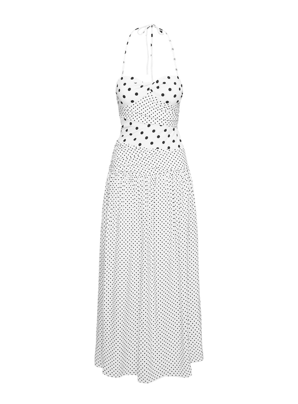 Women's Marguerite Halter Maxi Dress White Polka Petite — Dress