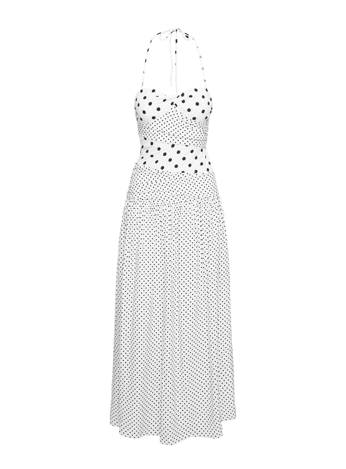 Women's Marguerite Halter Maxi Dress White Polka Petite — Dress