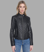 Marlette Quilted Leather Racer Jacket