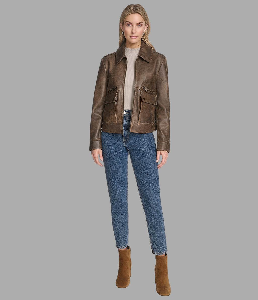 Addis Leather Aviator Jacket