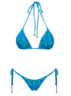 Women's Glora Tie Side Bikini Bottoms Blue Floral — Swimwear