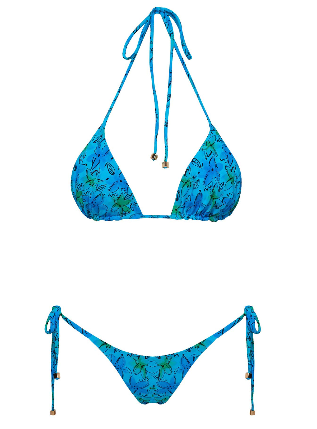 Women's Glora Tie Side Bikini Bottoms Blue Floral — Swimwear
