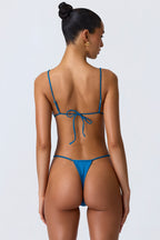 Women's Chain-Embellished Triangle Bikini Top in Ocean Blue — Swimwear