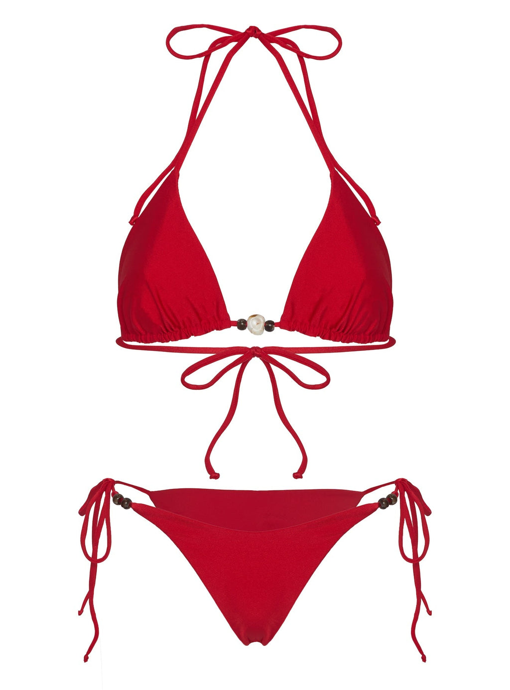 Women's Glora Tie Side Beaded Bikini Bottom Shimmer Red — Swimwear