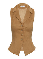 Women's Oh So Retro Faux Suede Vest Beige — Top