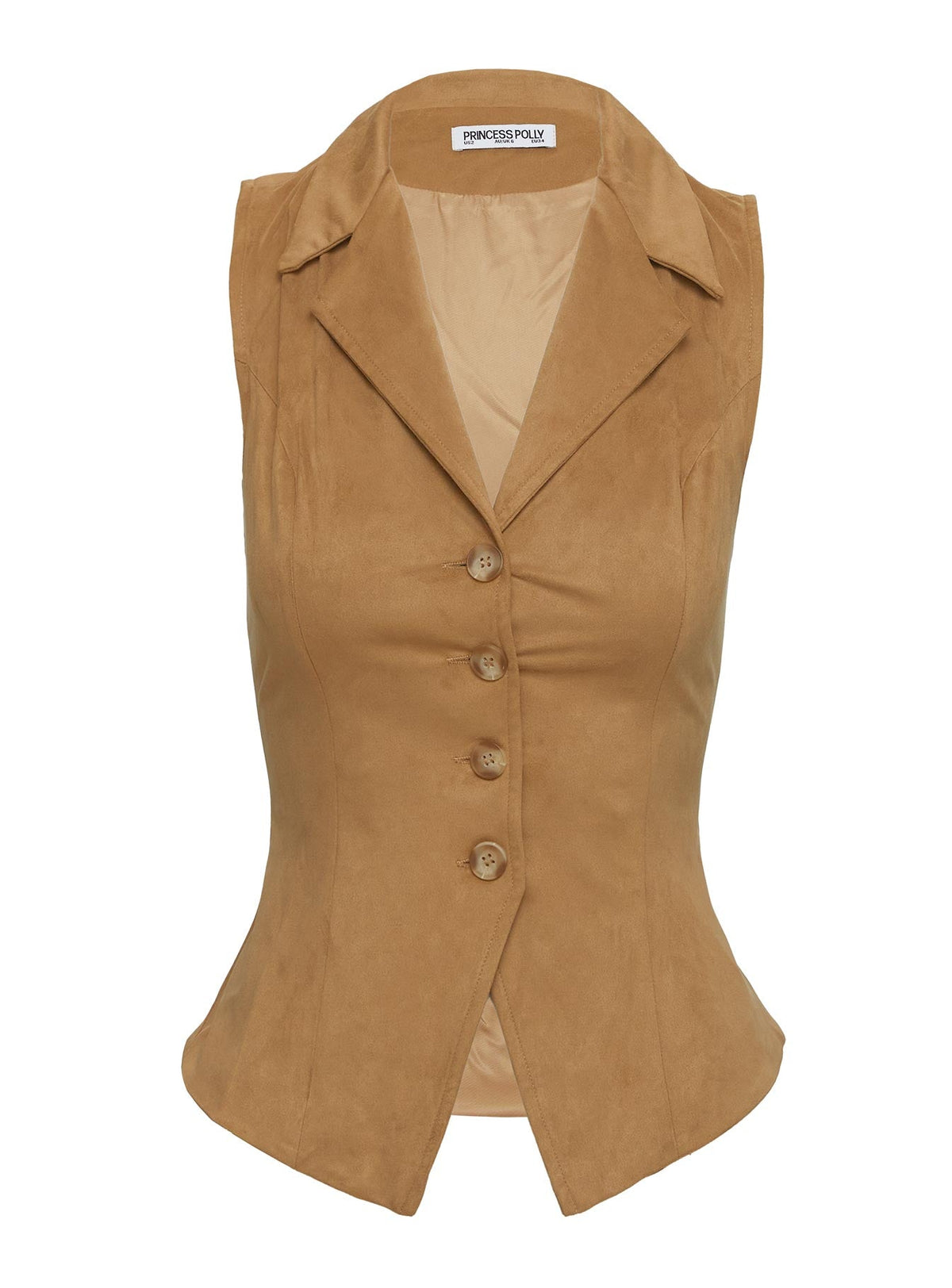 Women's Oh So Retro Faux Suede Vest Beige — Top