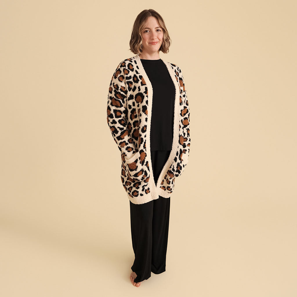 Lana Leopard Tan Women's Cuddle Cardigan — Sweater
