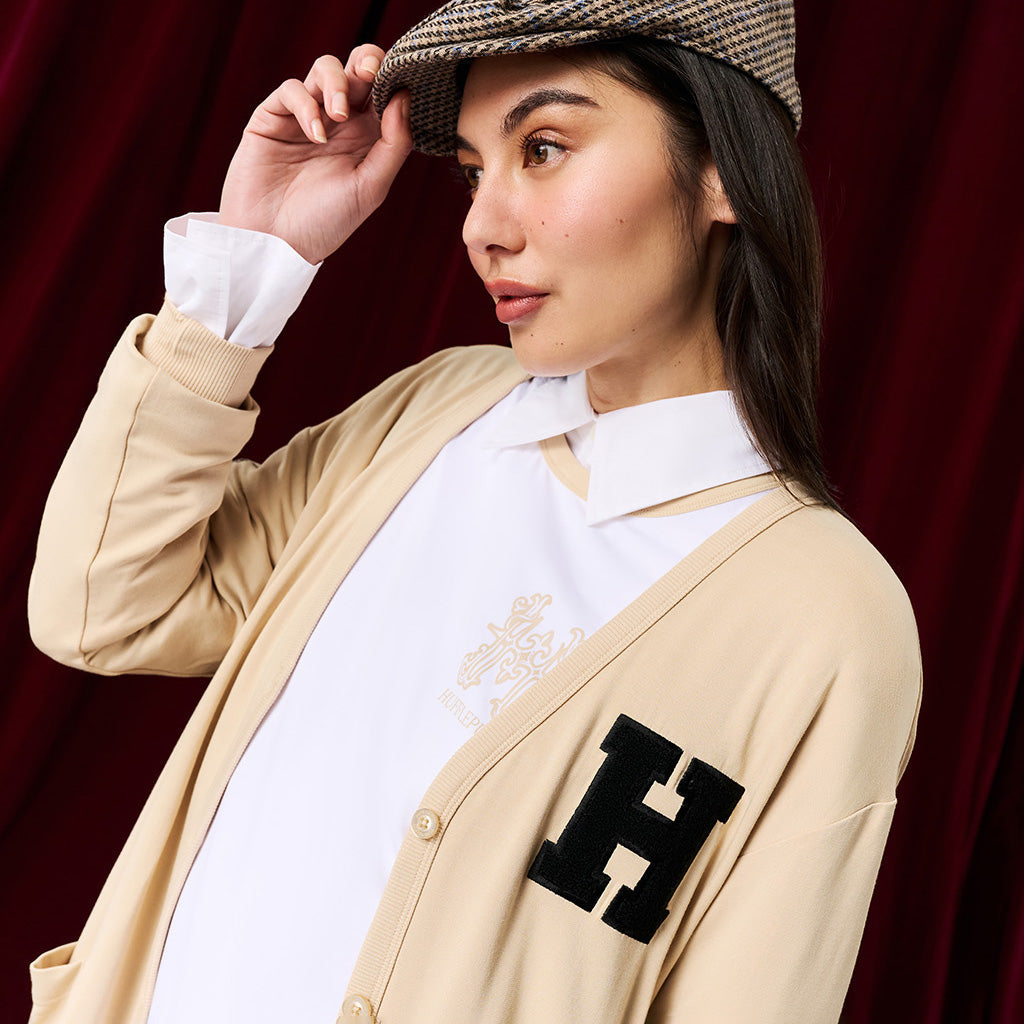 Hufflepuff Varsity League Women's French Terry Varsity Cardigan — Sweater