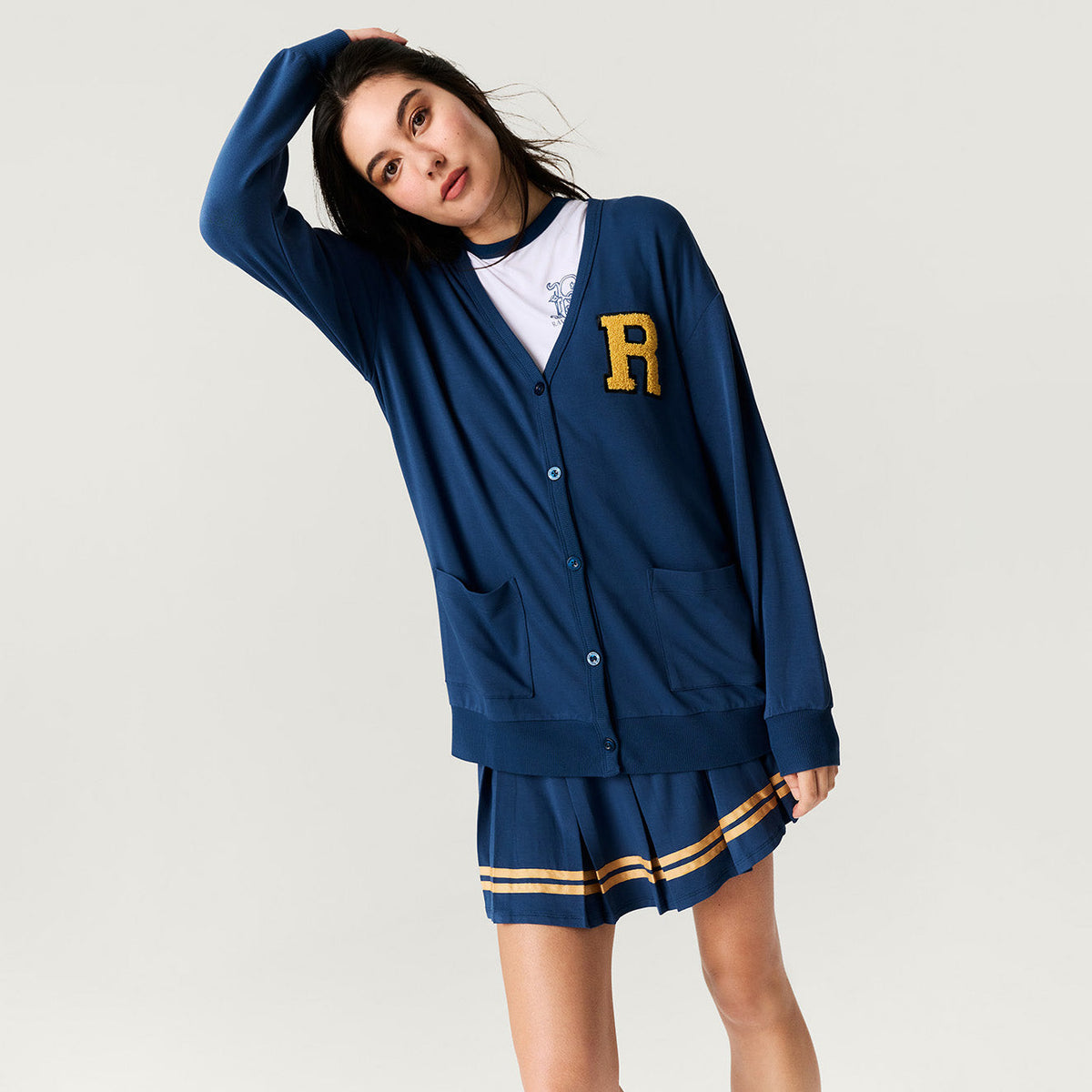 Ravenclaw Varsity League Women's French Terry Varsity Cardigan — Sweater