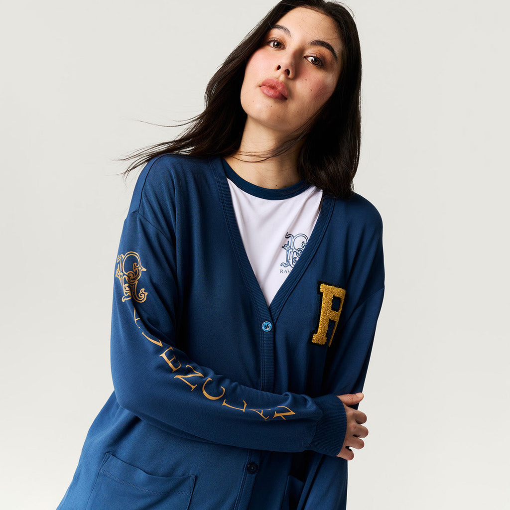 Ravenclaw Varsity League Women's French Terry Varsity Cardigan — Sweater