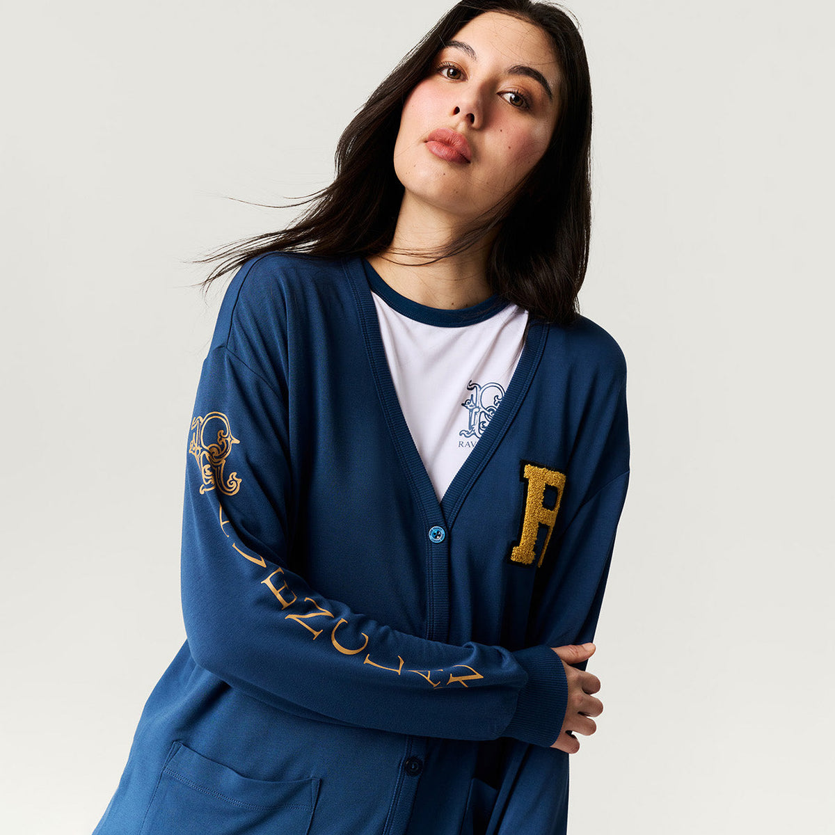 Ravenclaw Varsity League Women's French Terry Varsity Cardigan — Sweater