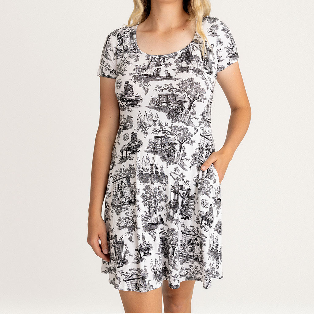 Disney The Haunted Mansion Toile Women's Scoop Short Dress — Dress