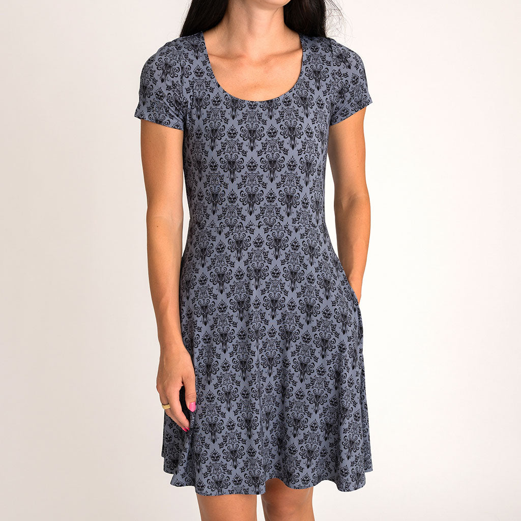 Disney The Haunted Mansion Wallpaper Women's Scoop Short Dress — Dress