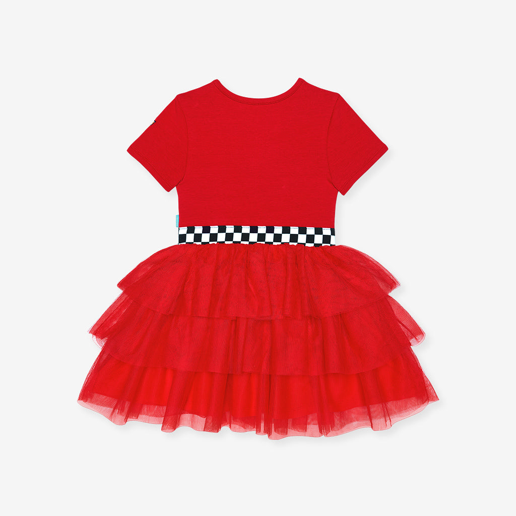 Disney Racing Red French Terry Racing Tulle Dress — Dress