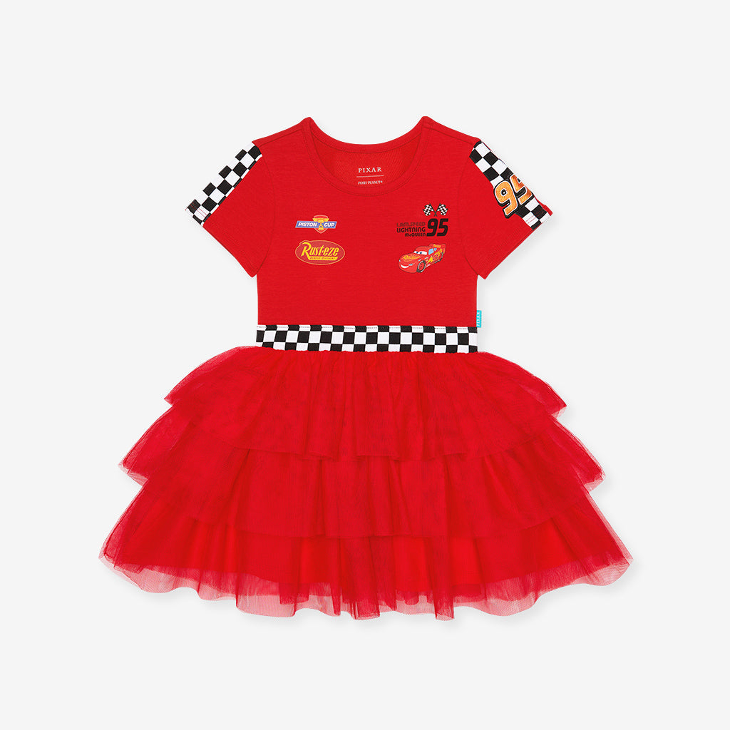 Disney Racing Red French Terry Racing Tulle Dress — Dress