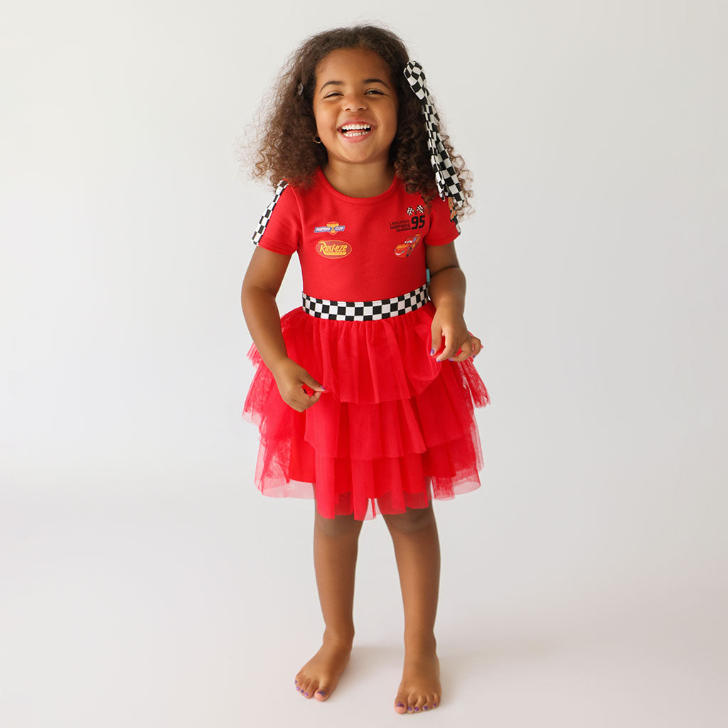 Disney Racing Red French Terry Racing Tulle Dress — Dress