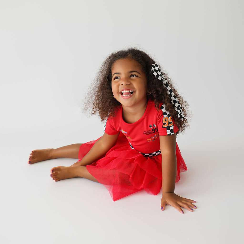 Disney Racing Red French Terry Racing Tulle Dress — Dress