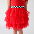 Disney Racing Red French Terry Racing Tulle Dress — Dress