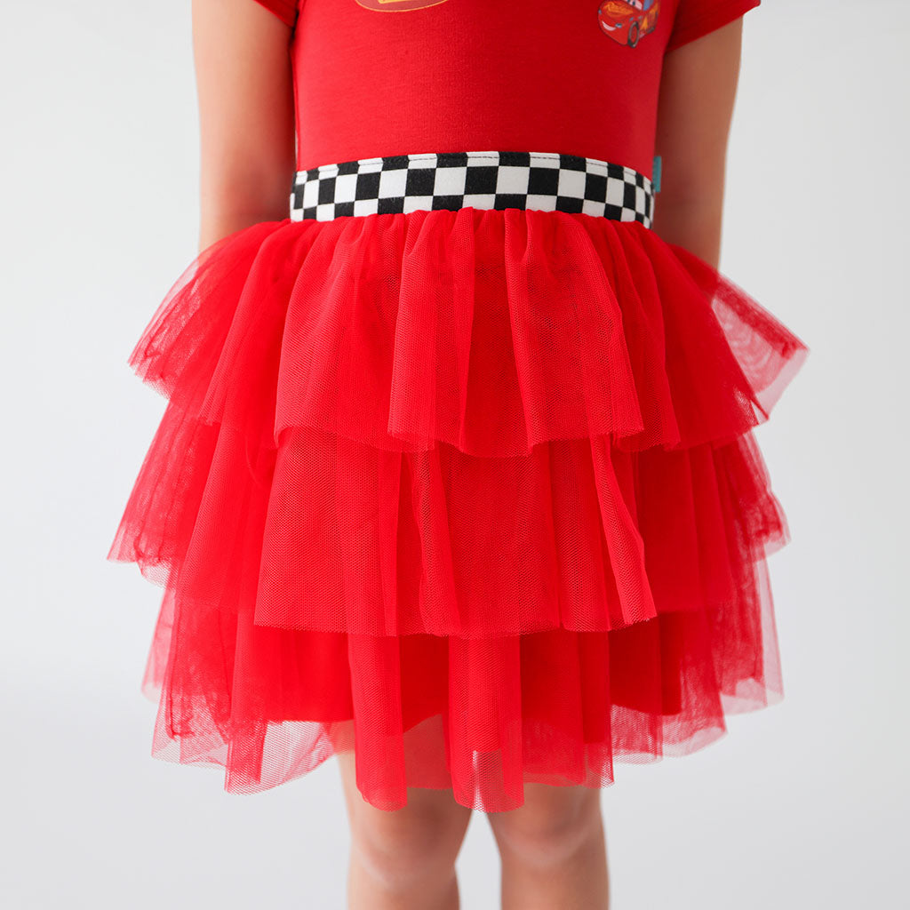 Disney Racing Red French Terry Racing Tulle Dress — Dress