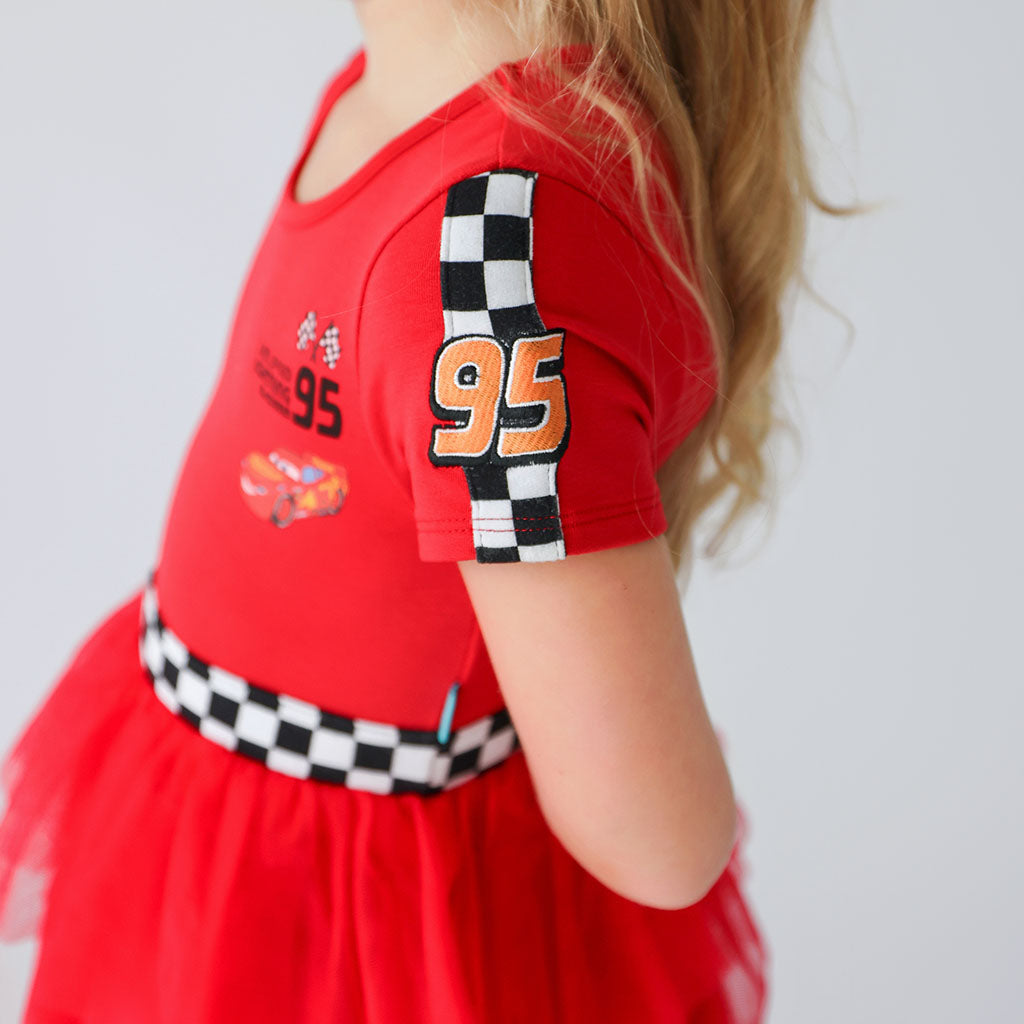 Disney Racing Red French Terry Racing Tulle Dress — Dress