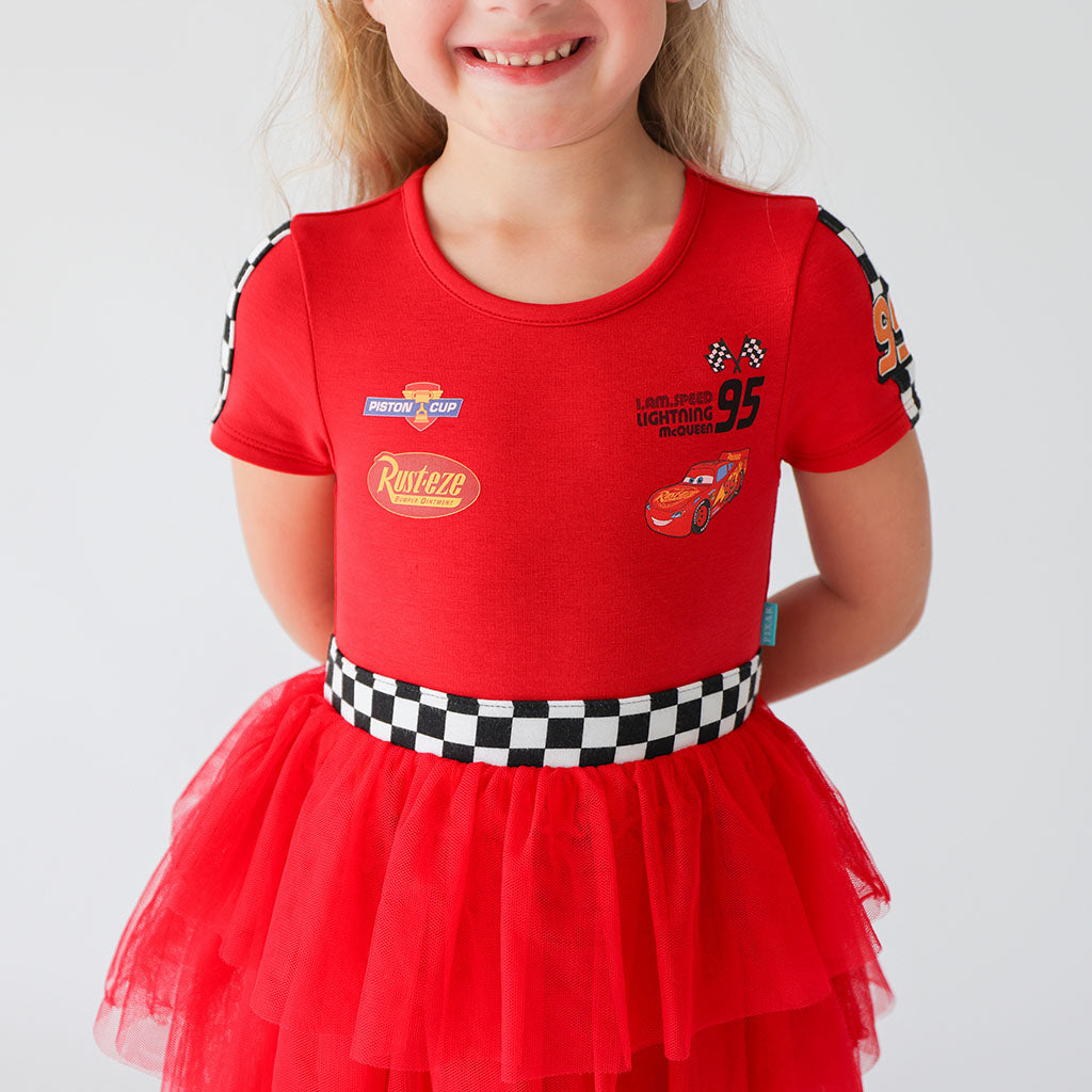 Disney Racing Red French Terry Racing Tulle Dress — Dress