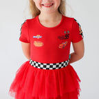 Disney Racing Red French Terry Racing Tulle Dress — Dress