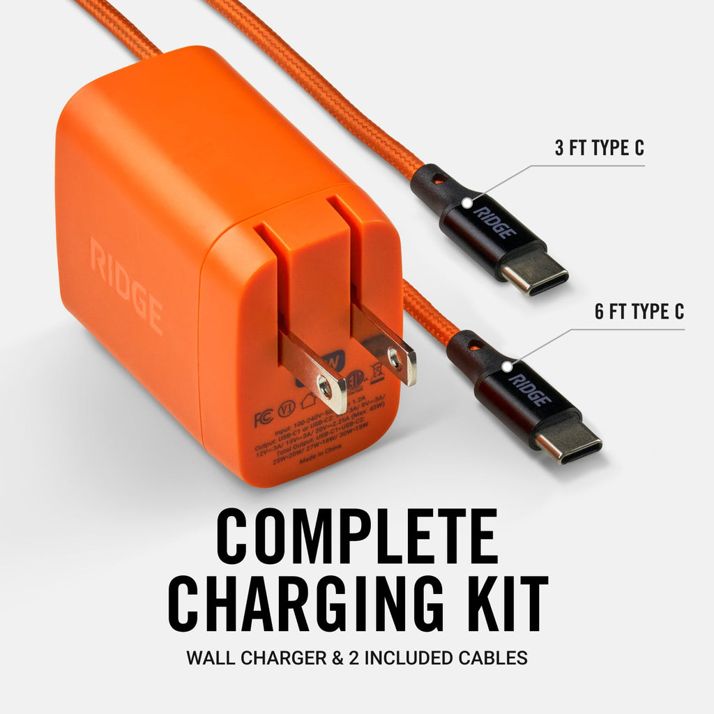Women's Wall Charger Set - 45W - Basecamp Orange