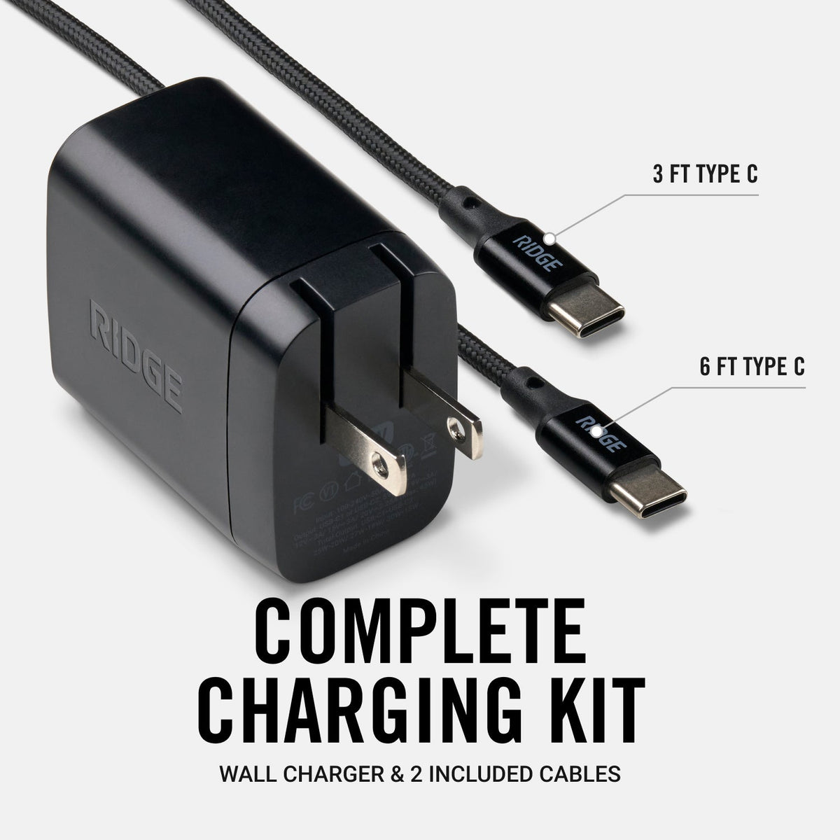 Women's Wall Charger Set - 45W - Matte Black