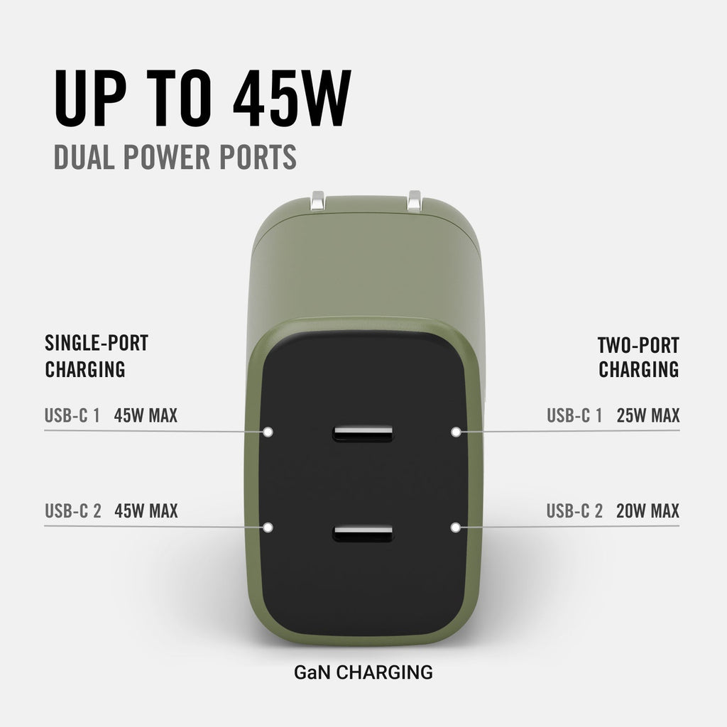 Women's Wall Charger Set - 45W - Matte Olive