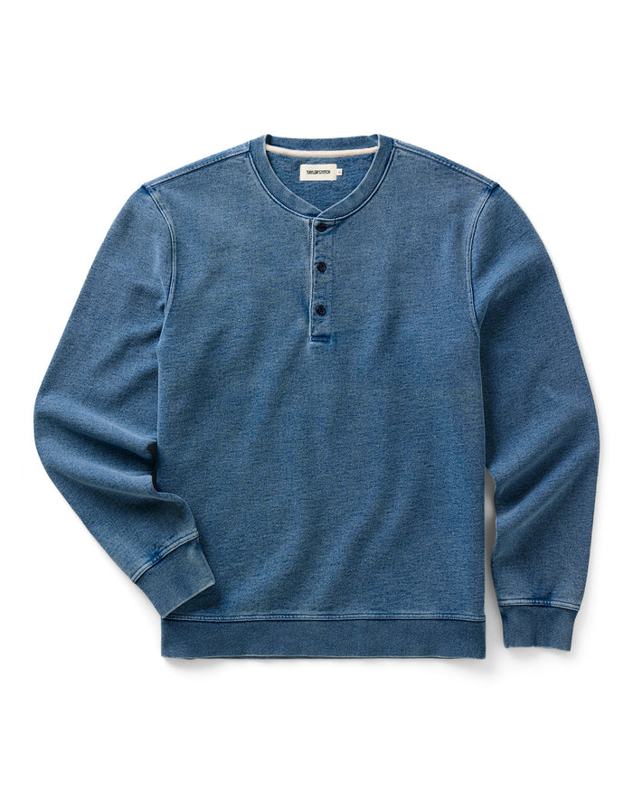 Men's The Sunset Henley in Washed Indigo Terry — Shirt