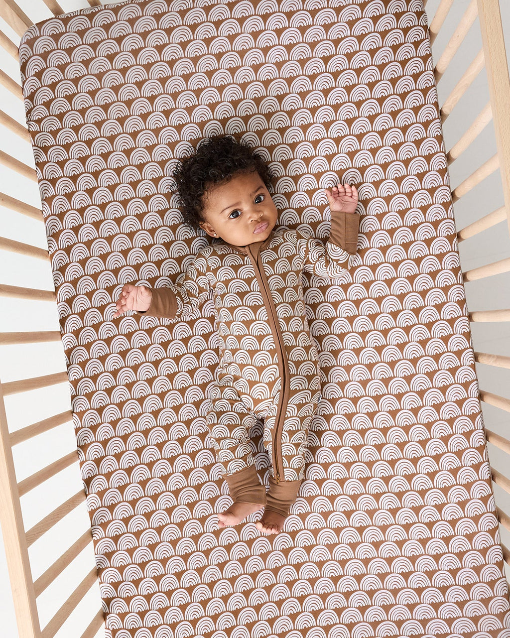 Rust Rainbows Fitted Crib Sheet — Nursery